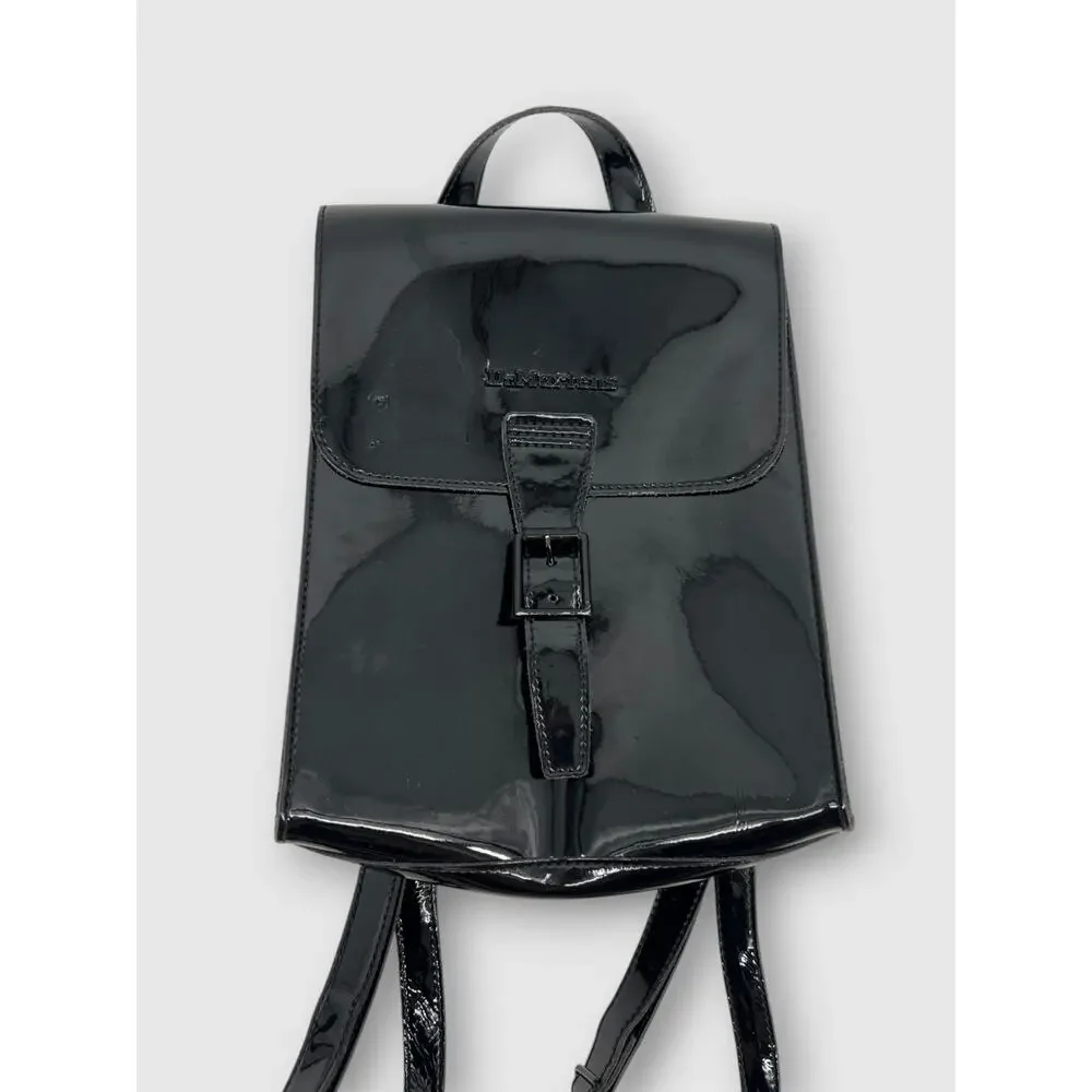 Dr. Martens Black Patent Mini Backpack with Buckle Closure